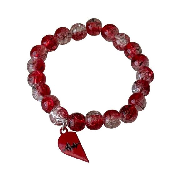 Red and Black Heartbeat Couples Bracelet - Picture 5 of 5